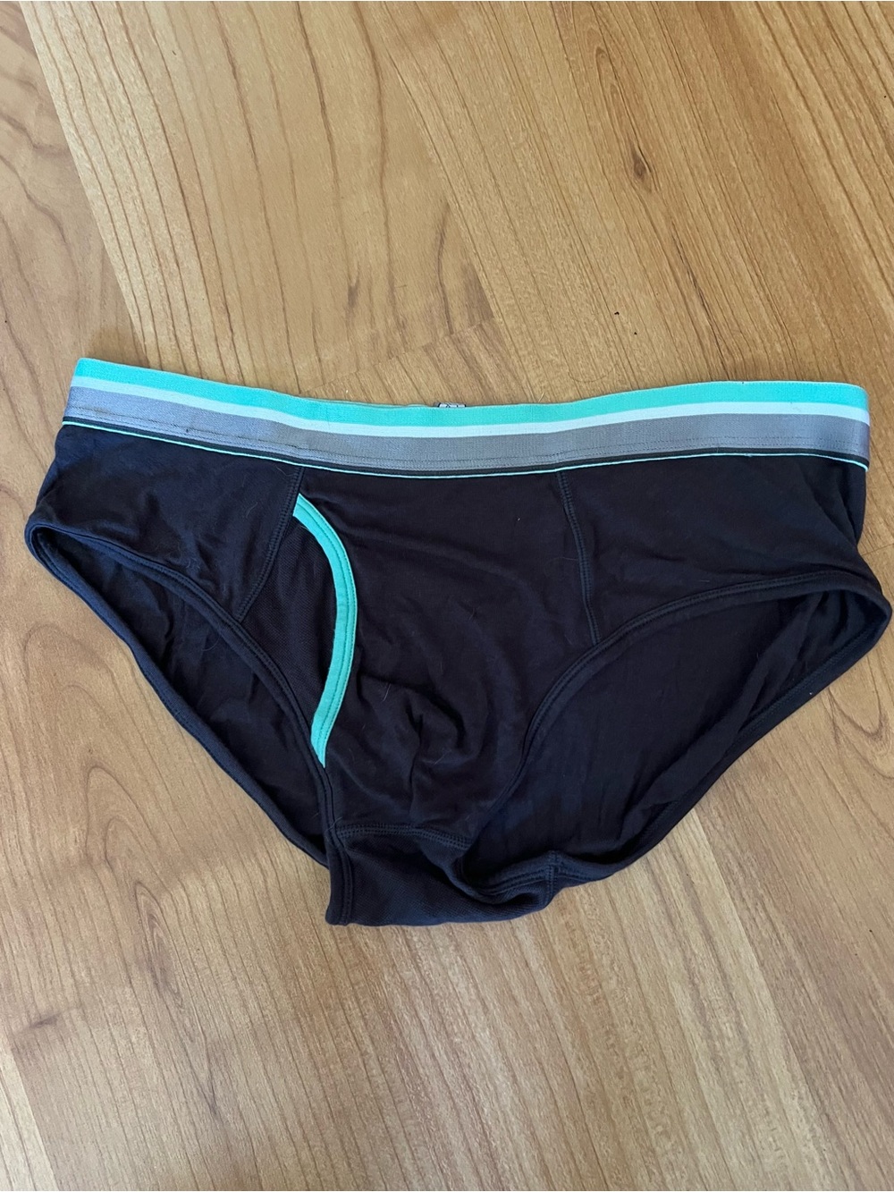 English Drape Dark Gray Men’s Briefs with Teal Trim